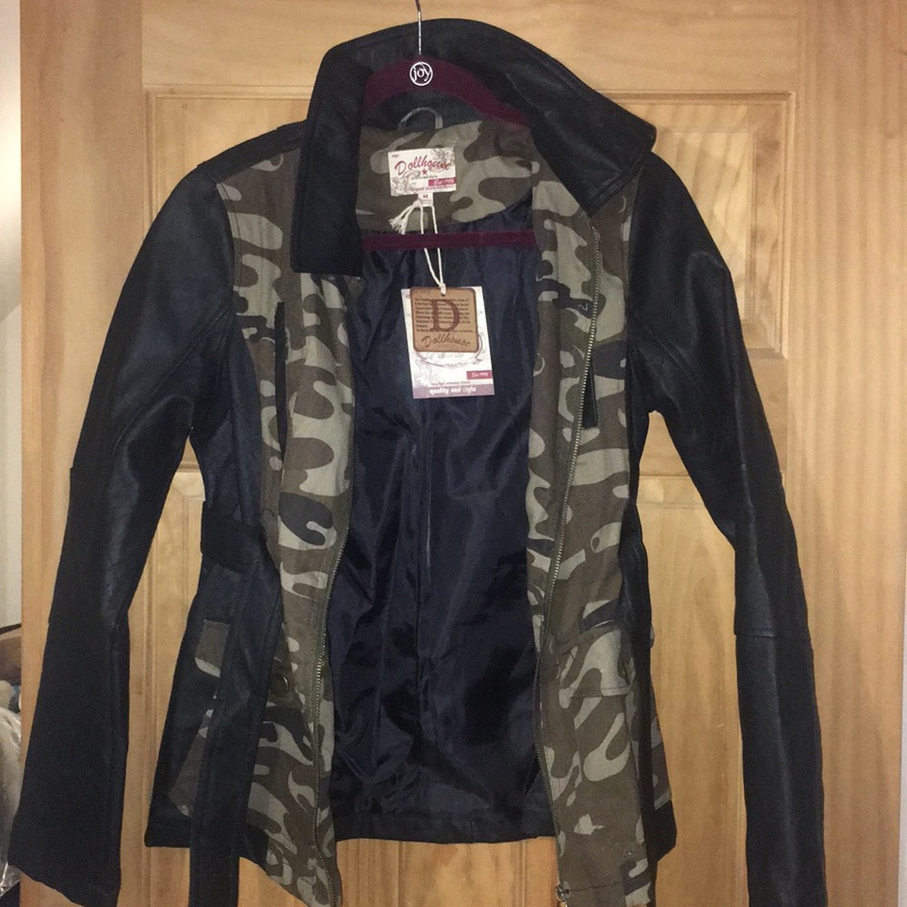 Black camouflage leather jacket